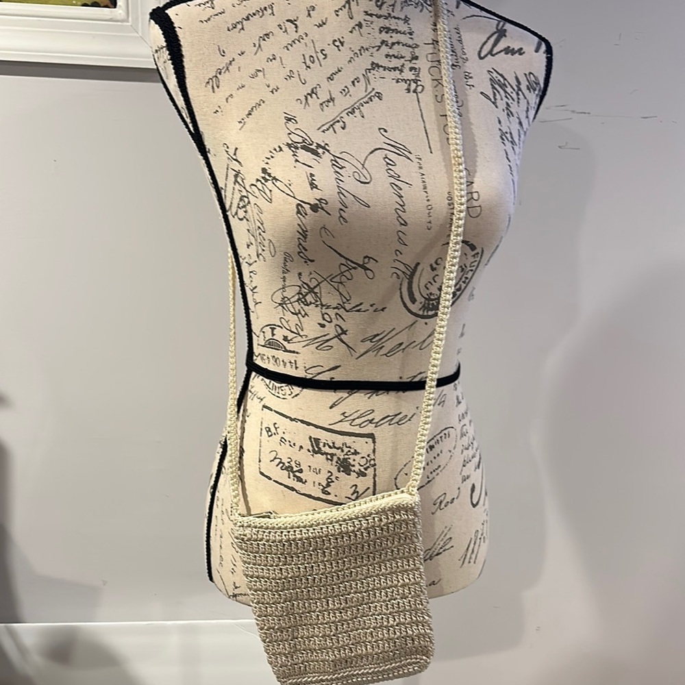 Elegant Cream Woven Crossbody Bag